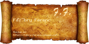 Fábry Ferenc névjegykártya